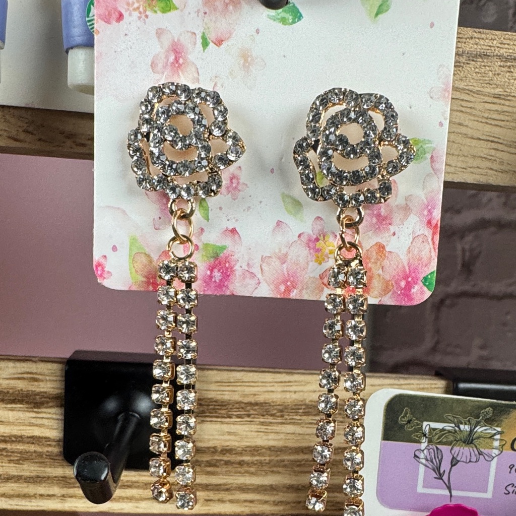 Gold And Silver Rose Drop Earrings 5$